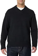 Amazon Essentials Men's Regular-Fit Cotton Blend V-Neck Sweater, Black, Small