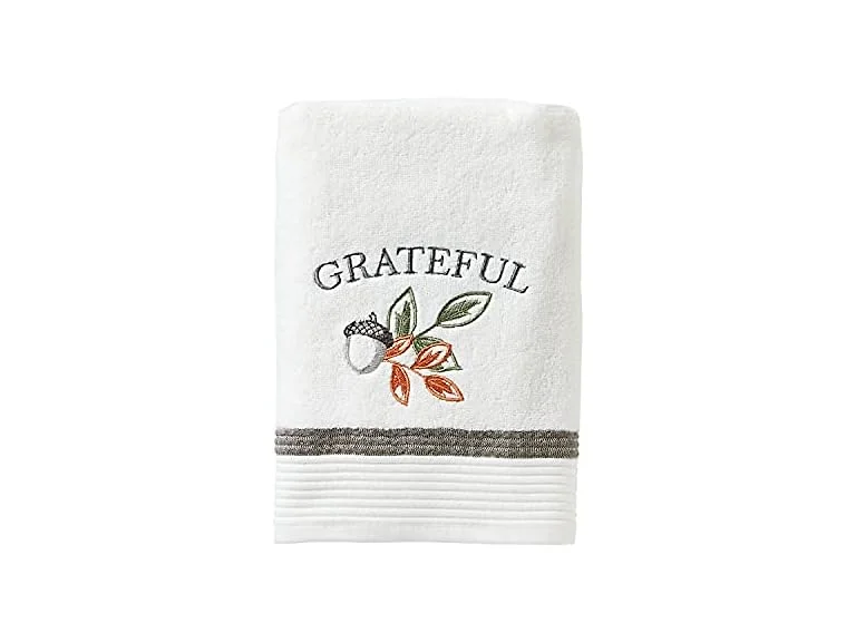SKL Home Fall Nature's Harvest Bath Towel, White