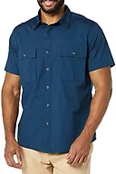 Amazon Essentials Men's Slim-Fit Short-Sleeve Two-Pocket Utility Shirt, Indigo, XX-Large
