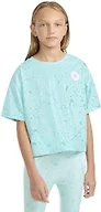 Converse Girls' Shine Boxy T-Shirt, Light Dew, Large