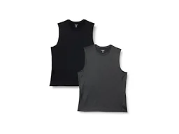Amazon Essentials Men's Active Quick Dry Moisture-Wicking Tech Stretch Lightweight Sleeveless Muscle Shirt, Pack of 2, Black/Heather Graphite, XX-Large