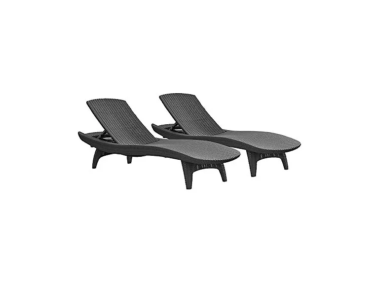 Wicker Chaise Lounge Chairs, 2-Pcs