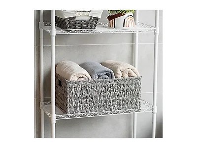 CROS Large Waterproof Woven Plastic Storage Basket Grey
