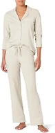 Amazon Essentials Women's Plus Size Long Sleeve Shirt Full Length Pant Pajama Set, Beige, 6X