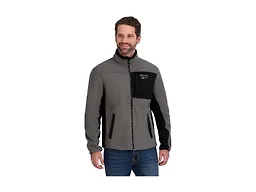 Reebok Mens Mock Neck Zip-Up Grid Polar Fleece Shell Jacket, Fog, L