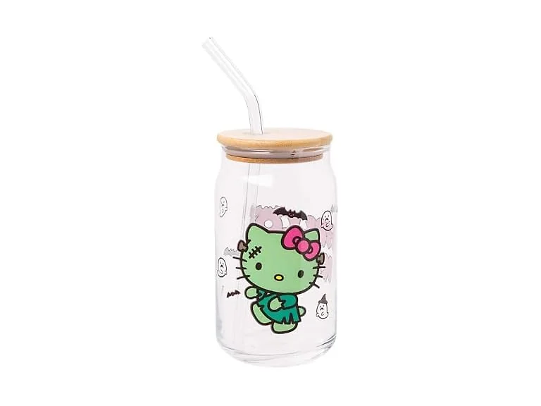 Silver Buffalo Sanrio Hello Kitty Halloween Spooky, Glass Tumbler, 16oz