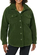 Amazon Essentials Women's Oversized Teddy Sherpa Shirt Jacket, Olive, X-Large