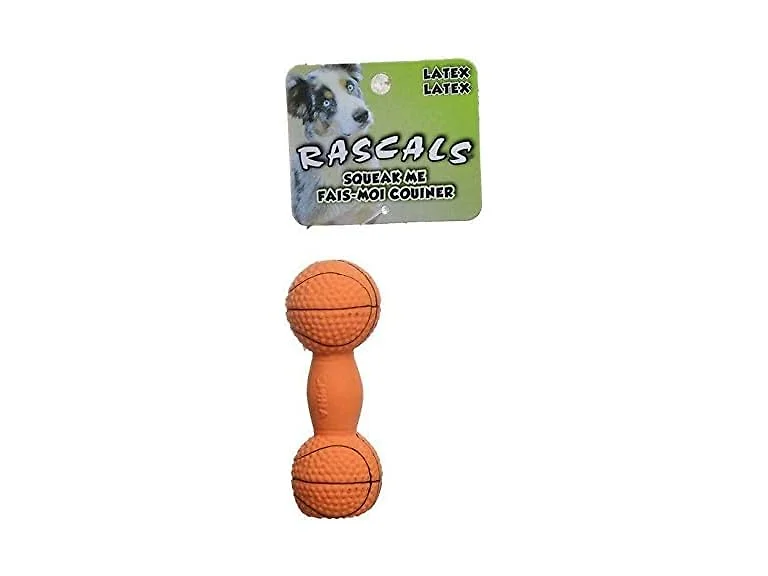 Rascals 4" Basketball Dumbbell Latex Dog Toy
