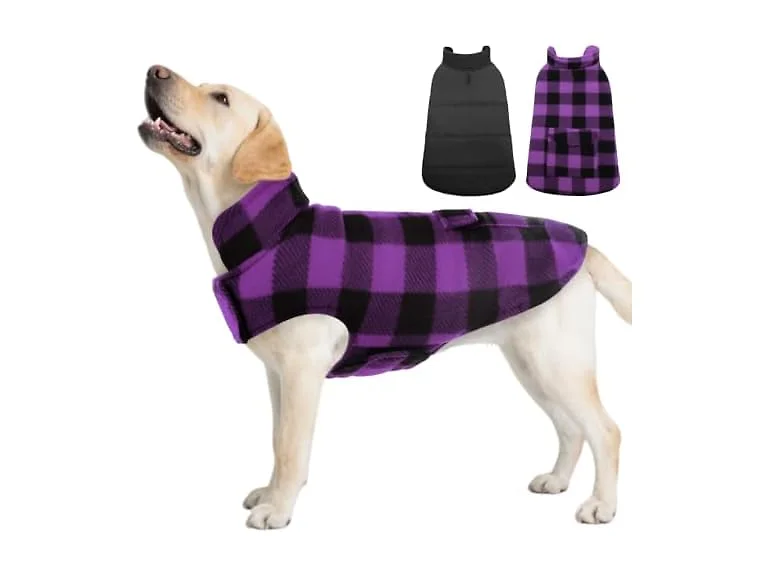 ASENKU Dog Jacket Plaid Reversible