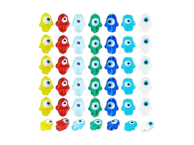 NBEADS About 113 Pcs Flower Shaped Evil Eye Beads 