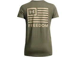 Small UA Women's Freedom Banner T-Shirt Marine OD Green