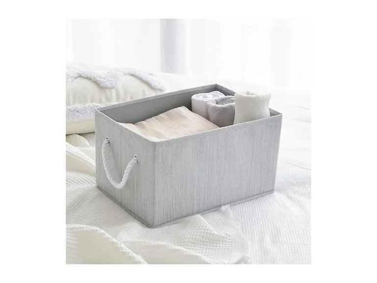 Sukkiri Homu 2-Pack Fabric Storage Baskets with Handles Grey