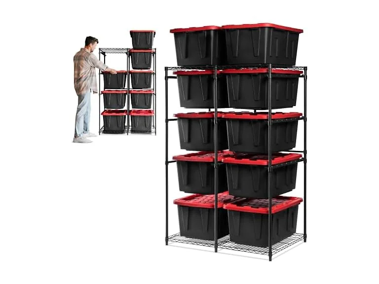 CleverMade Double Tote Tower 10-Bin Organizer Rack