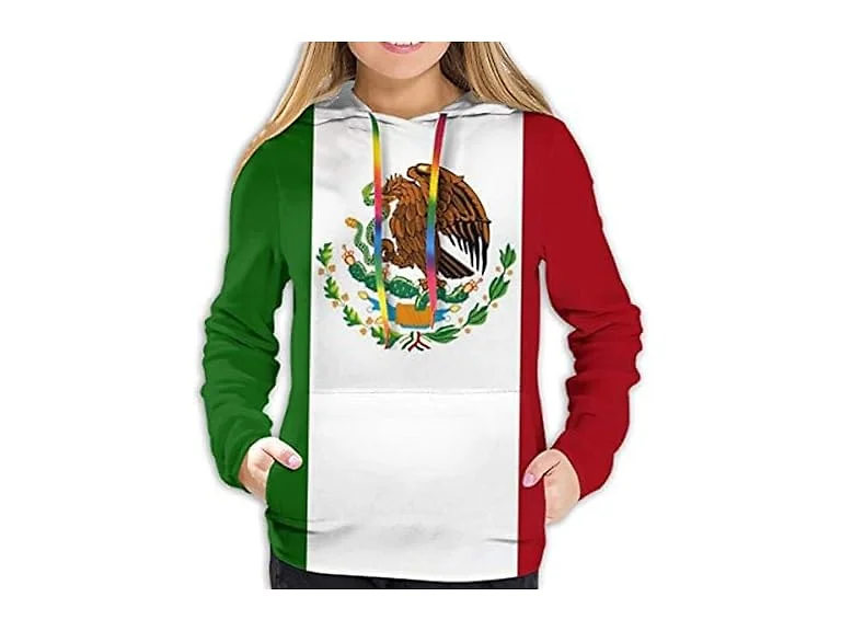 Mocsone Women (L) Mexican Flag Basic Sweatshirt