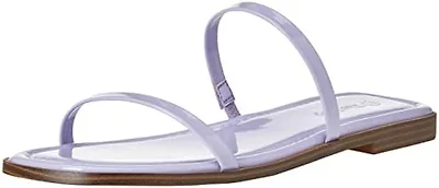 The Drop Women's Paris Square Toe Two Strap Flat Sandal