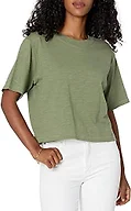 The Drop Women's Sydney Short-sleeve Cropped Crew Neck T-shirt, Olive, S