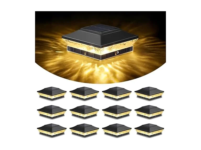 Brightever 4x4 3.5x3.5 Solar Post Cap Lights 12-Pack Black