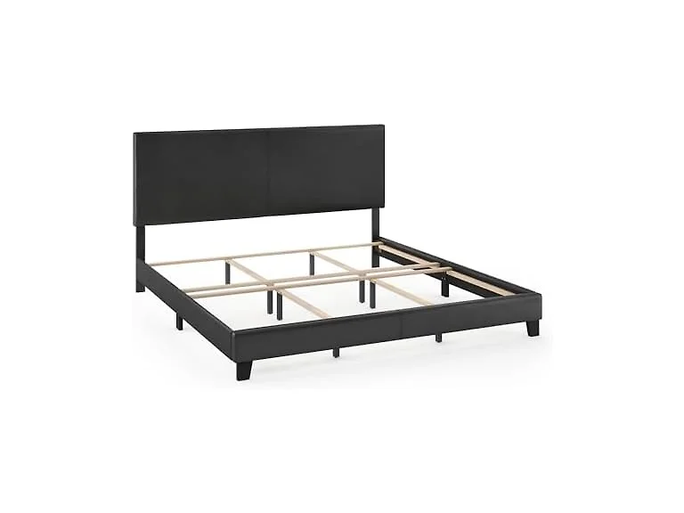 FURINNO Pessac Leather Platform Bed King