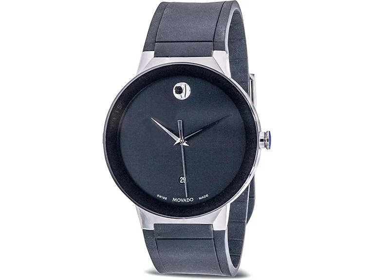 Movado Men's Sapphire Black Rubber Watch Black