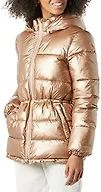 Amazon Essentials Women's Heavyweight Quilted Hooded Puffer Winter Jacket with Adjustable Waist, Metallic Taupe, XX-Large