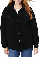 Amazon Essentials Women's Oversized Teddy Sherpa Shirt Jacket, Black, Medium