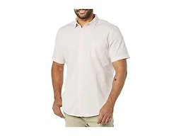 Amazon Essentials Men's Short-Sleeve Regular-Fit Stretch Poplin Shirt Shirt, -Pink/White, Stripe, X-Large