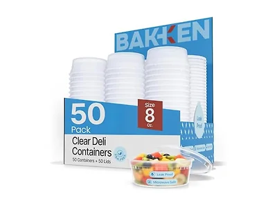 Plastic Deli Containers with Lids 8 oz (Pack of 50) 