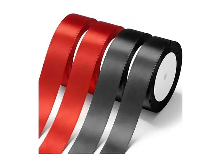 Tiergrade Red and Black Satin Ribbon 1 Inch x 4