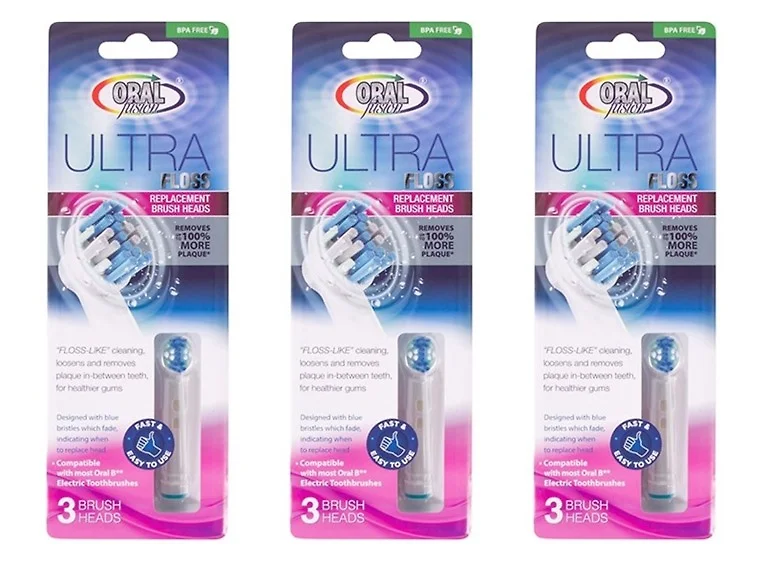 3-Pk Ultra Floss Brush Heads 3 Ct, Compatible w/Oral-B