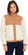 Billabong Ladies Full Zip Sherpa Mixed Nylon Jacket, Rose Brown, L