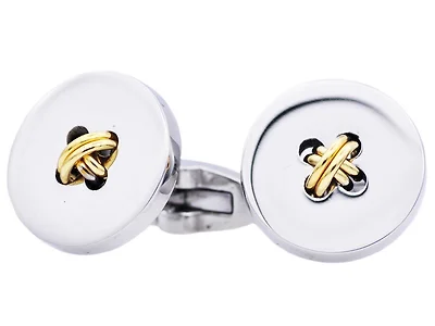 2 Tone Gold Button Cufflinks