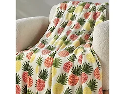 Luxury Home TRO PINEAPPLE-THR Luxurious Micro Plush Throw Bl