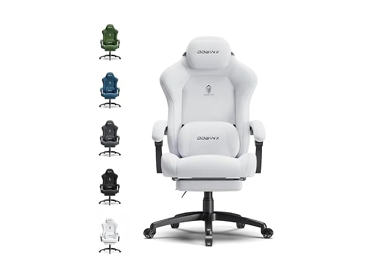 Dowinx Big and Tall Suede Fabric Gaming Chair White