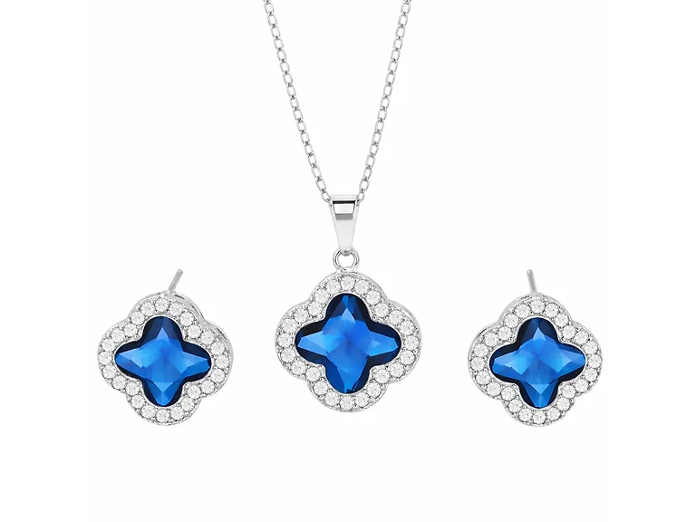 Womens Clover Pendant & Earrings Set