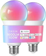 OREiN Matter Smart Light Bulbs A21, Works with Alexa/Apple Home/Google