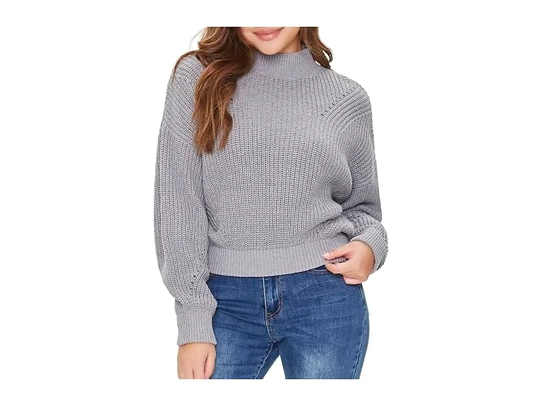 Forever 21 Women (L) Mock Neck Sweater Grey