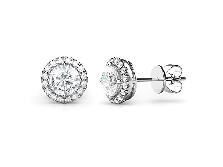 Sterling Silver Halo Stud Earrngs