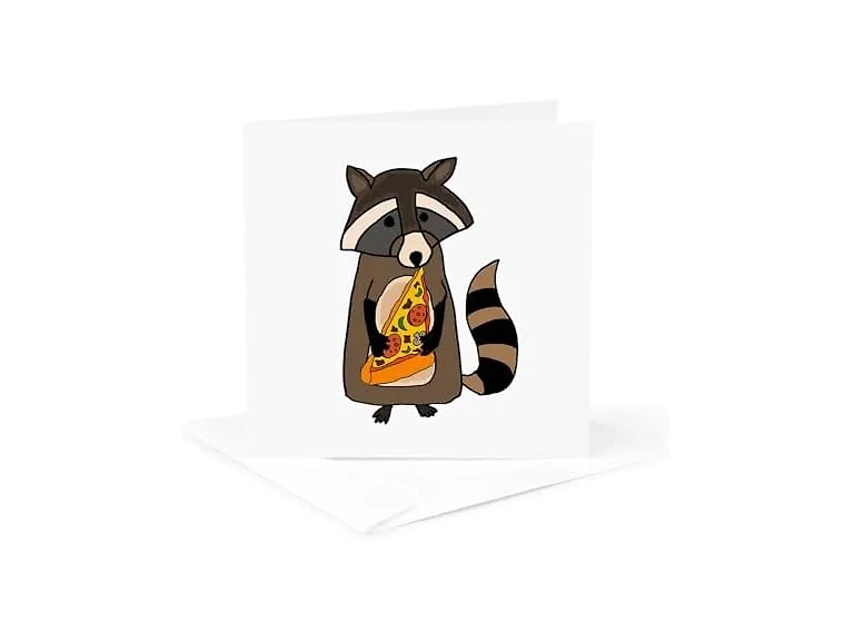 3dRose Greeting Card - Funny Cute Raccoon