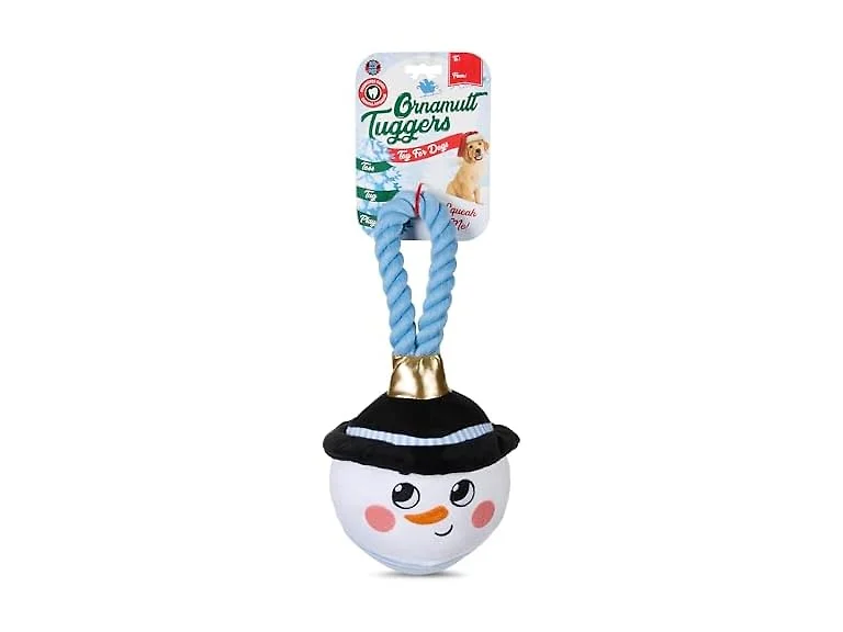 Bow Wow Pet Snowman Ornament Rope Dog Tug Toy