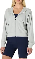 Amazon Essentials Women's Athletic Soft Performance Lightweight Cropped Zip Up Workout Hoodie, Space Dye Dove, XX-Large