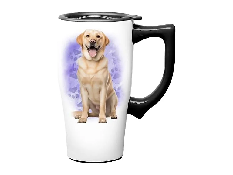 Spoontiques Yellow Lab Ceramic Travel Coffee Mug