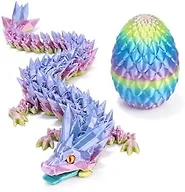 3D Printed Dragon Egg with Articulated Crystal Design – Surprise Toy for Kids, Fidget Dragon Inside, Cool Party Favors for Boys Girls Ages 4-12 (Rainbow)