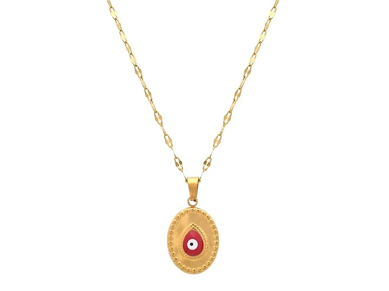 18K Gold Red Protective Eye Necklace