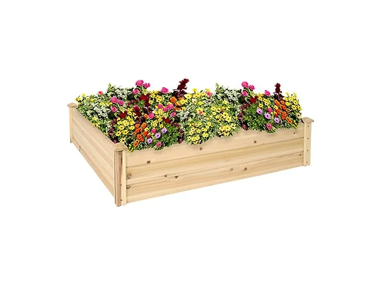 Sunnydaze HB-710 Wood Garden Bed 48" Light Brown