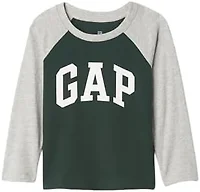 GAP Boys' Long Sleeve Logo Raglan Tee, Light Heather Grey B08, 6-12 Months