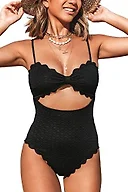 CUPSHE One Piece Scallop Trim Swimsuit