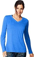 Hanes Sport Women's Cool DRI Performance Long-Sleeve V-Neck T-Shirt, Awesome Blue Heather, X-Large