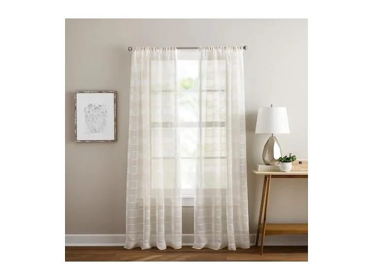 Curtainworks Striped Sheer Curtains, 50" x 84", 2 Panel