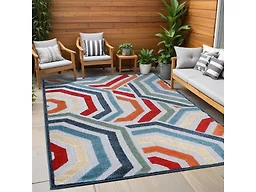 Superior Waimea Indoor Outdoor Area Rug, Perfect for Patio, Poolside, Backyard, Playroom, Kitchen, Bedroom, Dining Room, Entryway, Mudroom, Modern Geometric Floor Cover, 8' x 10', Multicolor