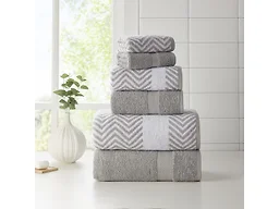 Kathy Ireland 4930 6 Piece Chevron Jacquard Towel Set wit
